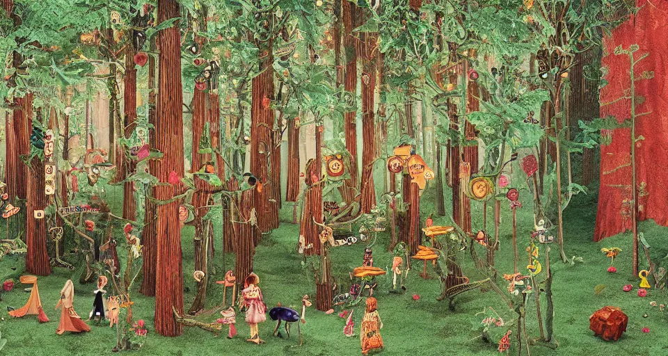 Prompt: Enchanted and magic forest, by Wes Anderson,