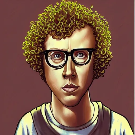 Image similar to “ napoleon dynamite in the style of eraserhead, hyperdetailed ”