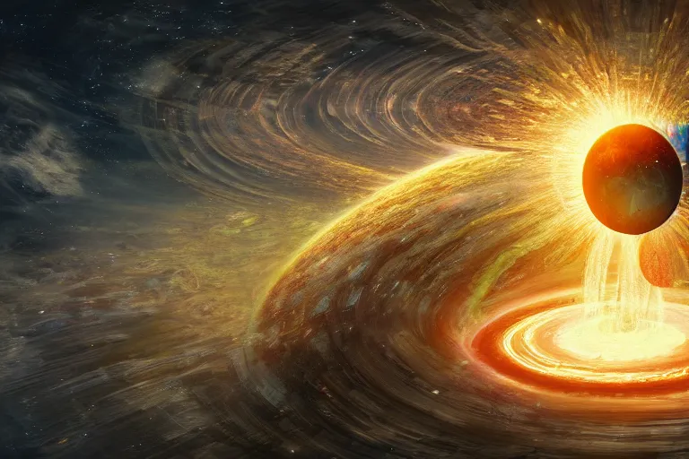 Image similar to google satellite view of a god giving birth to a new universe and then dissolving itself into it, in the style of wlop, illustration, epic, fantasy, hyper detailed, smooth, unreal engine, sharp focus, ray tracing