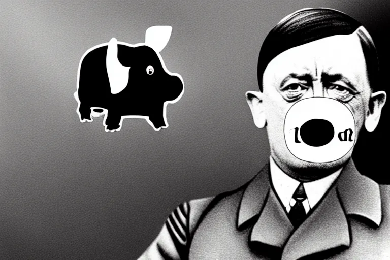 Image similar to hitler with pig's nose on face