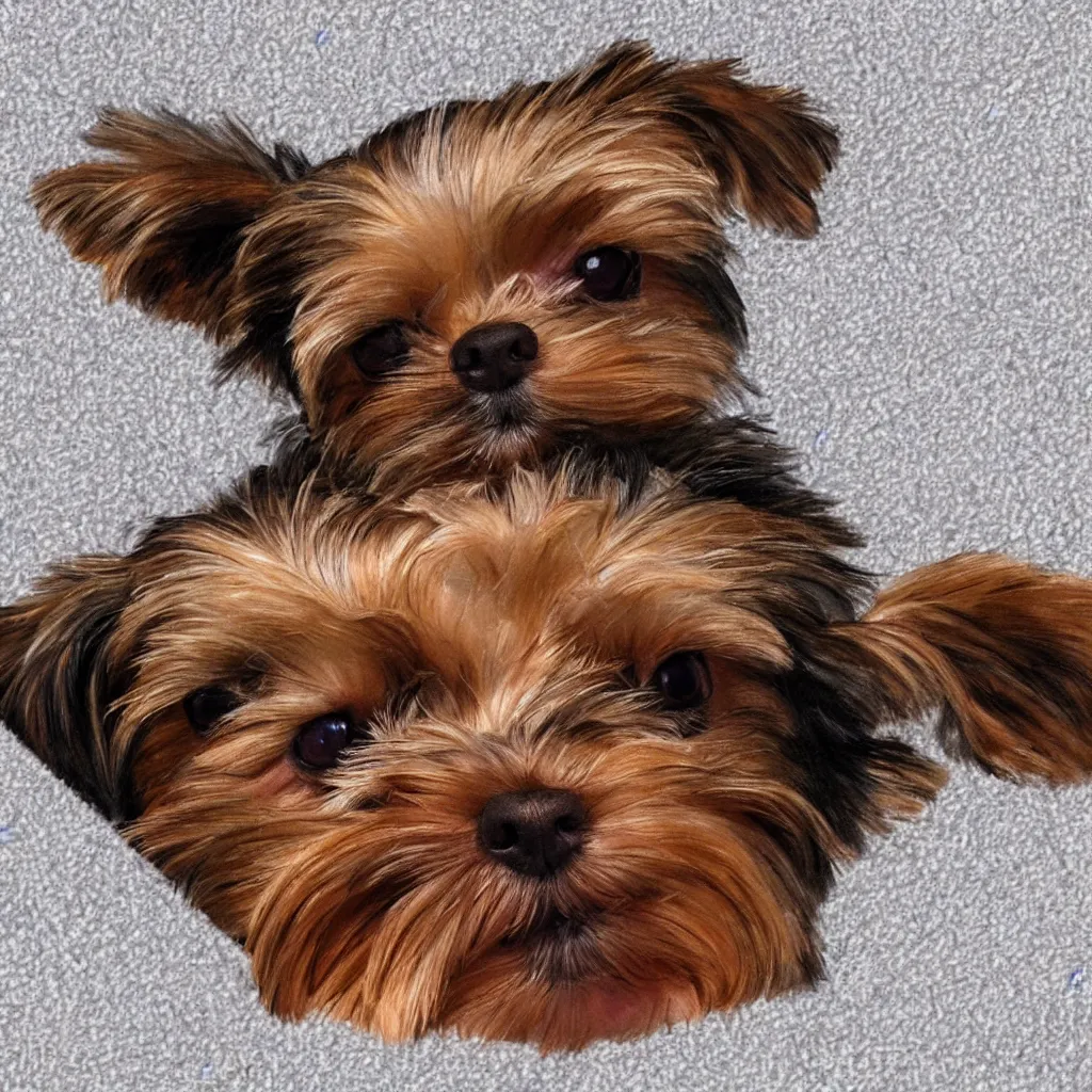 Image similar to digital painting of a cute adorable yorkie puppy sleeping on a soft blanket