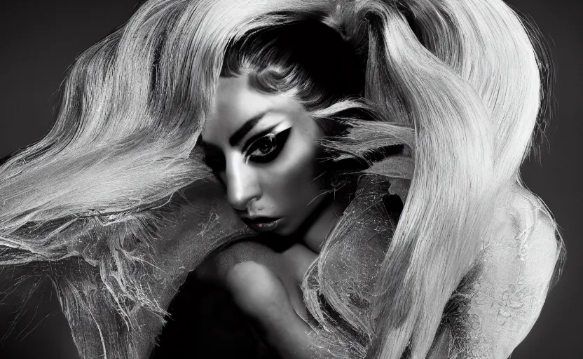 Prompt: IMG_975.raw, lady gaga ,beautiful composition, nick knight, 50mm f1.8, ambient light,