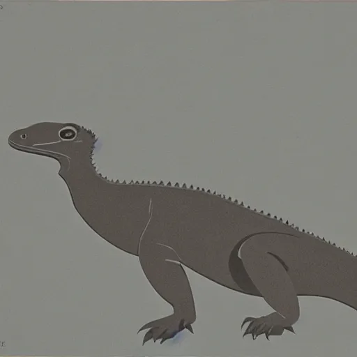 Prompt: 1950s minimalist illustration of a komodo dragon