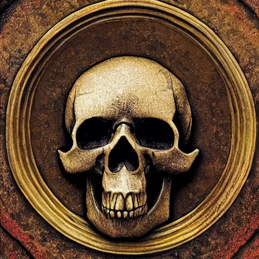 Prompt: medieval medallion background texture with a steam punk skull artist greg rutkowski