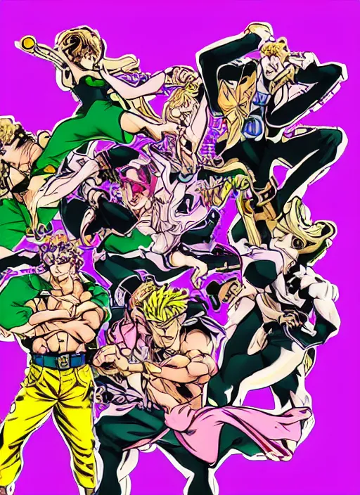 Prompt: jojo stand power based on demoscene chiptune webcore, art by hirohiko araki