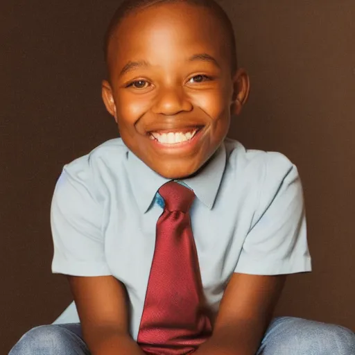 Image similar to photo of a black boy smiling, studio portrait