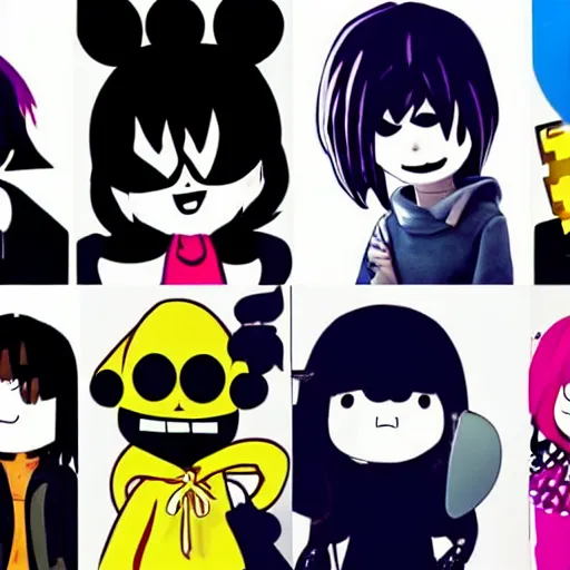 Image similar to six from little nightmares, lucy loud, noodle gorillaz phase 2, kris deltarune, joey ramone