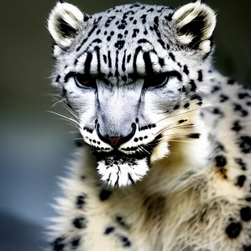 Image similar to Snow leopard smoking a joint, smoke clouds, award-winning photo