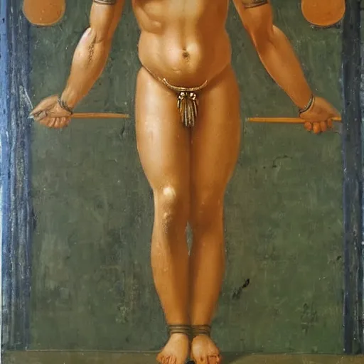 Image similar to The God of beating,Graceful body,Symmetrical,Greek painting