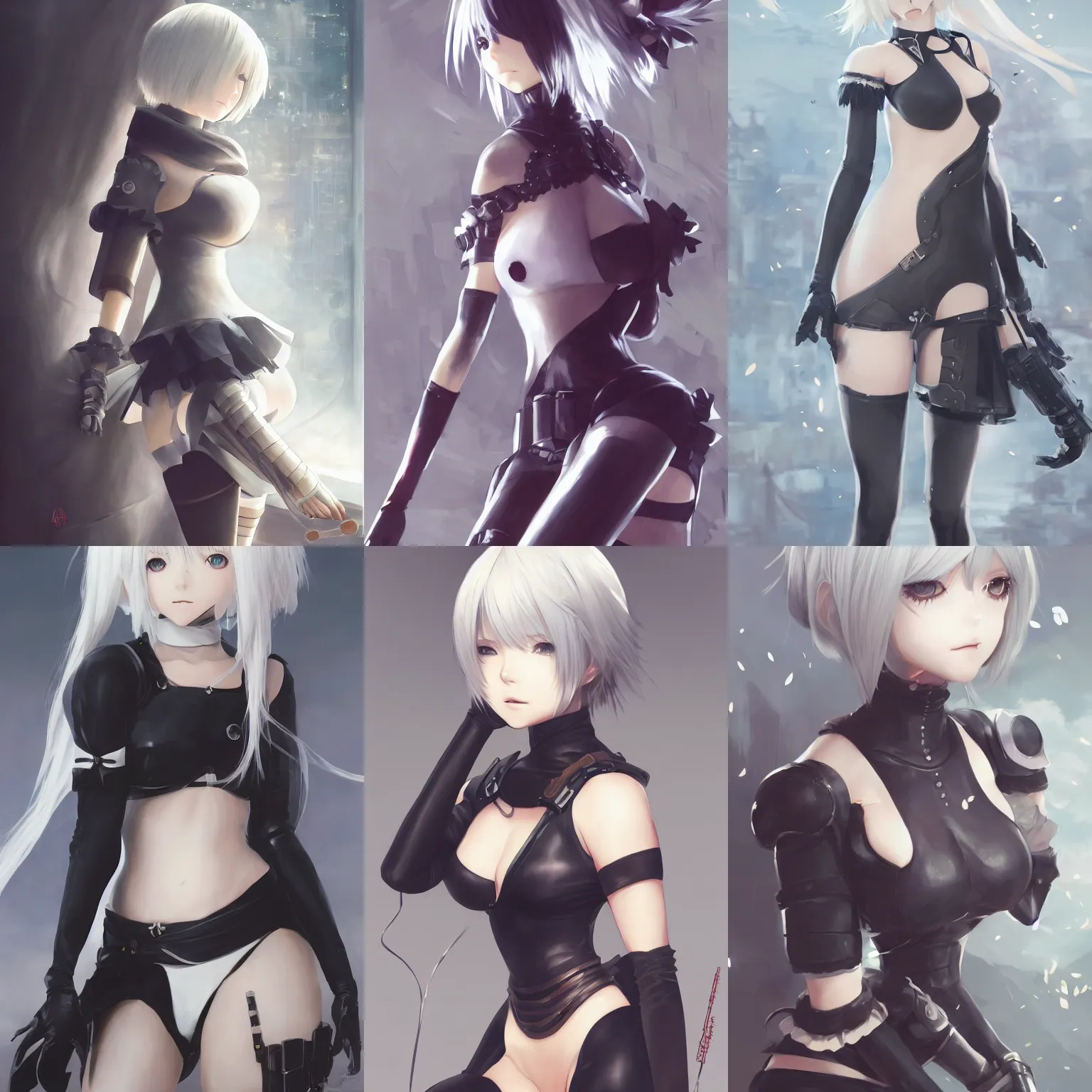 Prompt: An anime portrait of 2B from Nier Automata, by Stanley Artgerm Lau, WLOP, Rossdraws, James Jean, Andrei Riabovitchev, Marc Simonetti, and kyoto animation, artstation