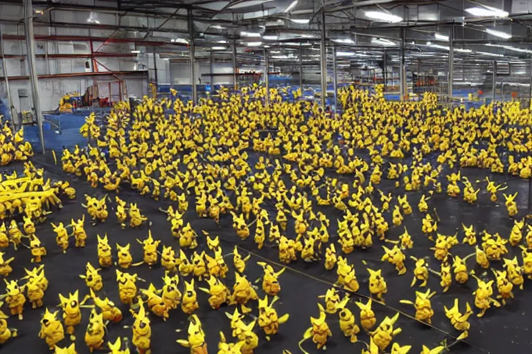 Image similar to a warehouse full of pikachu