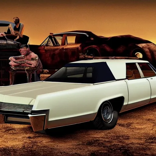 Image similar to a lincoln continental in mad max