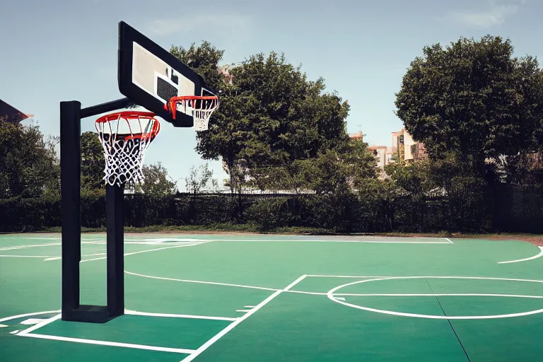 Prompt: basketball shaped like a cube, basketball court in background, sports magazine cover