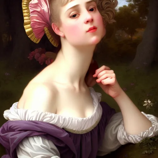 Image similar to A fantasy style portrait painting of Sabrina Lloyd, in the style of François Boucher, Oil Painting, hyperrealistic, render, Regal, Refined, Detailed Digital Art, RPG portrait, Michael Cheval, William-Adolphe Bouguereau, dynamic lighting, Highly Detailed, Cinematic Lighting, Unreal Engine, 8k, HD, octane render