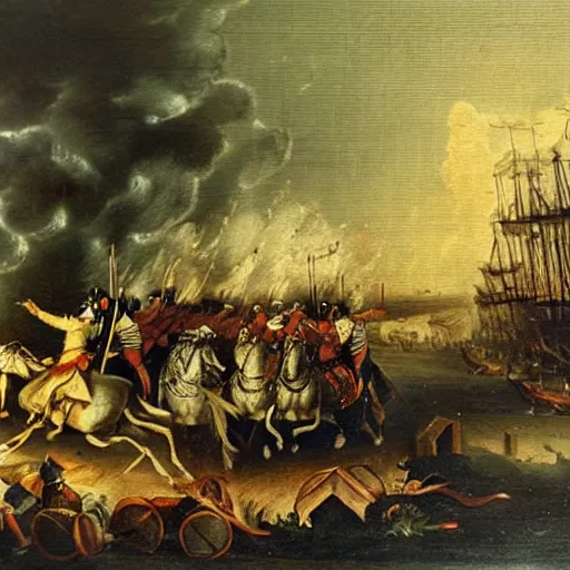 Prompt: a 1 8 2 0 oil painting of a war