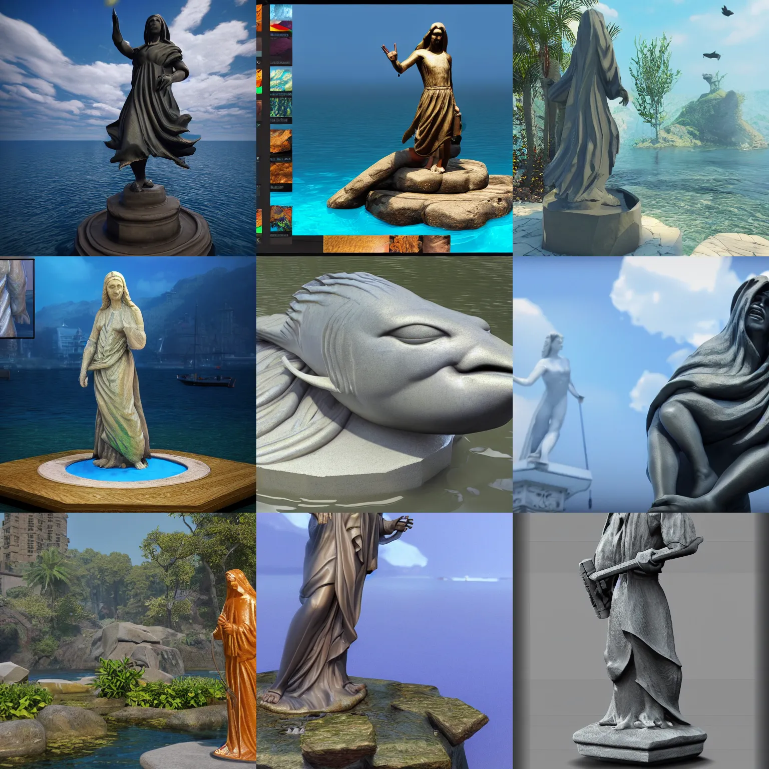 Prompt: statue of holy fish, raytracing, ultrarealistic, unreal engine