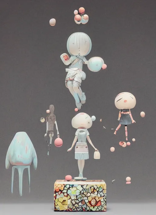 Image similar to a surreal contemporary ceramic sculpture on a plinth, by victo ngai, by hikari shimoda, by tracie grimwood, in the style of nier automata and astroneer, plain background