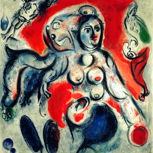 Prompt: Chagall, portrait of a demon, Cecily Brown