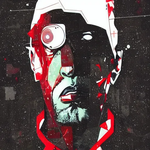Image similar to portrait of kawhi leonard as half terminator with a robot eye in a scenic environment by conrad roset, watercolors, cybernetically enhanced, hyperdetailed, cyberpunk, cool, trending on artstation