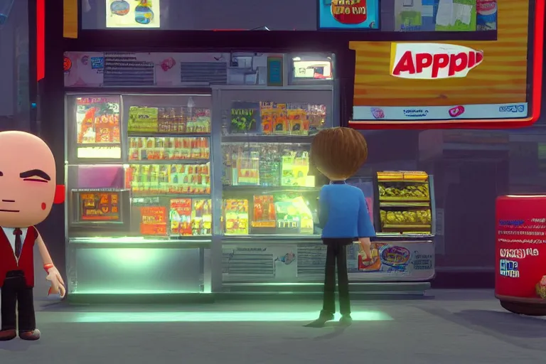 Image similar to agent 4 7 ordering a slurpee at 7 1 1, ps 4 little big planet screenshot