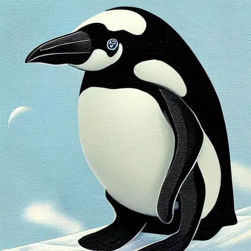 Prompt: cyborgue penguin