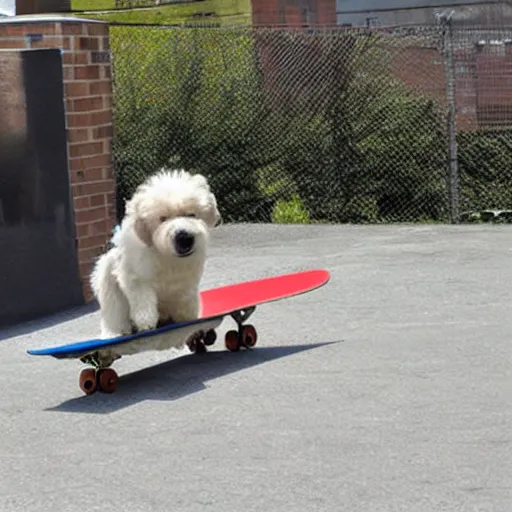 Image similar to dog skateboarding