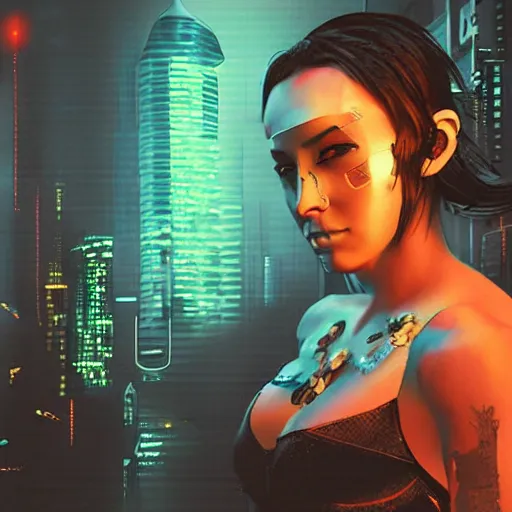 Image similar to cyberpunk girl