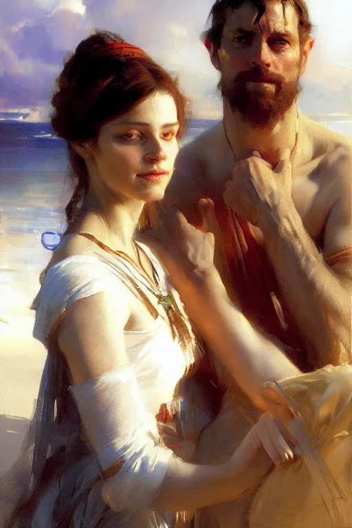 Image similar to portrait david and bathsheba by anders zorn, wonderful masterpiece by greg rutkowski, beautiful cinematic light, by greg manchess, jessica rossier