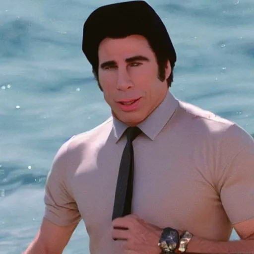 Prompt: John Travolta looking around meme, wearing a Mario hat