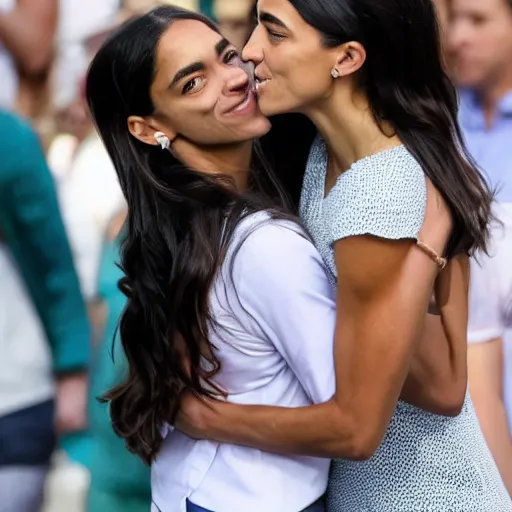 Image similar to alexandria ocasio - cortez and trump hugging