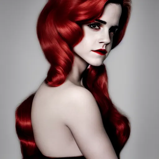 Image similar to Emma Watson as Jessica Rabbit, (Nikon D850, modelsociety, symmetric balance)