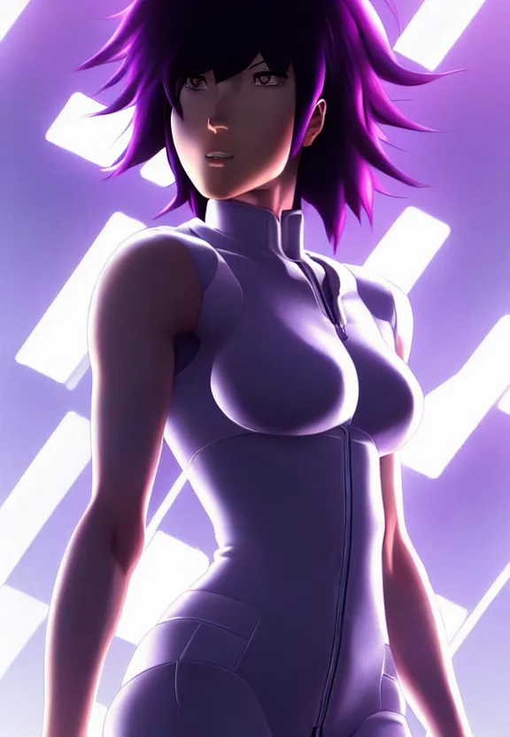 Image similar to a fullbody portrait of motoko kusanagi the major ghost in the shell : : stand alone complex, under repairs, maintenance : : by ilya kuvshinov, rossdraws, artgerm, sola digital arts, anti aliasing, raytracing : :