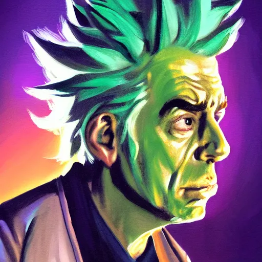 Image similar to a portrait of rick sanchez, epic lighting