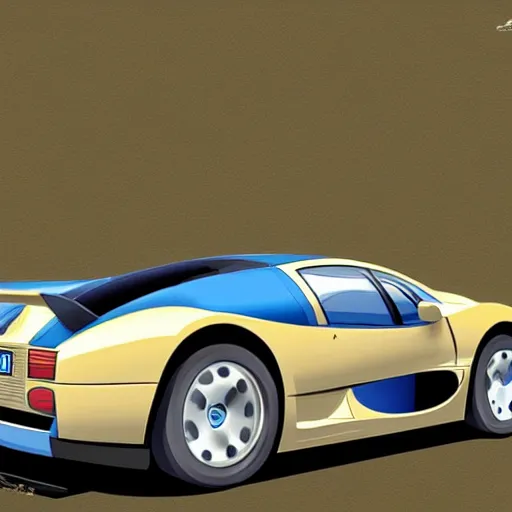 Prompt: Bugatti EB110, cartoonish, cartoon,