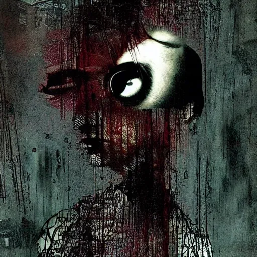 Image similar to no fears, okay one fear, glitch art by Dave McKean