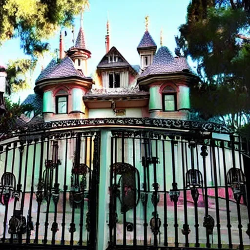 Image similar to the haunted mansion at disneyland turned into a prison,