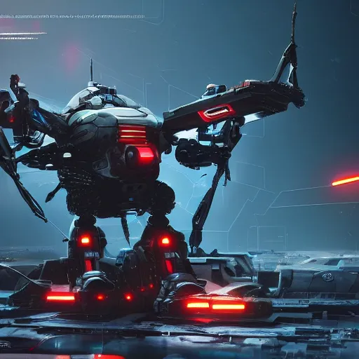 Image similar to scifi military mech battle drone concept, highly detailed, cyberpunk drone, 8 k, rendered in octane, artstation