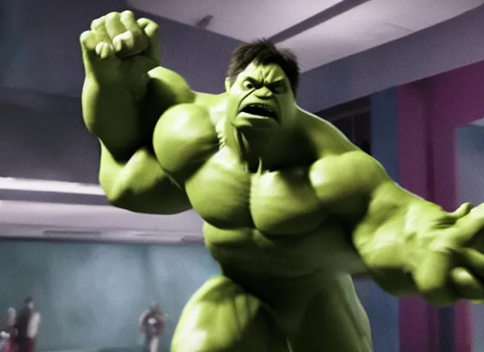 Image similar to film still of Hulk going bowling in Avengers Endgame, 4k