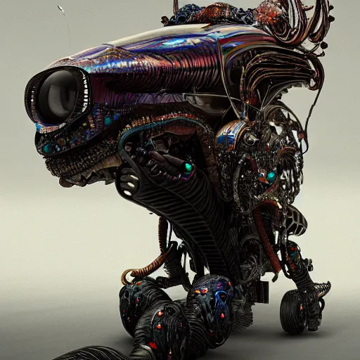 Prompt: cyborg slick supercar animal : by michal karcz, daniel merriam, victo ngai and guillermo del toro : ornate, dynamic, particulate, intricate, elegant, highly detailed, centered, artstation, smooth, sharp focus, octane render