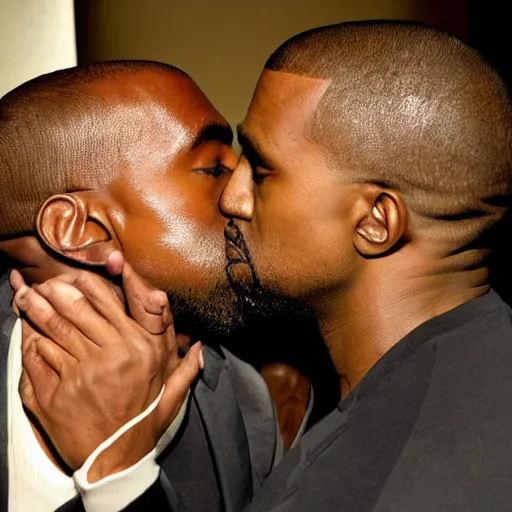 Image similar to Kanye West kissing himself