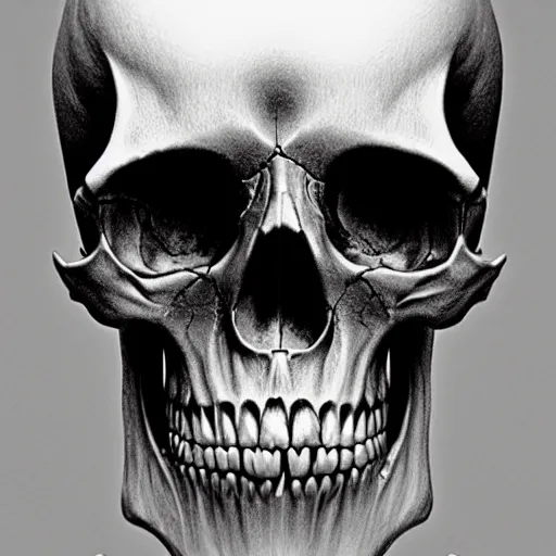 Prompt: a skull in the style of zdzislaw beksinski