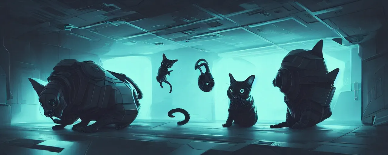 Image similar to duotone noir scifi concept dynamic illustration of 3 d mesh of alien cat inside box floating zero gravity glowing 3 d mesh portals futuristic, glowing eyes, octane render, surreal atmosphere, volumetric lighting. accidental renaissance. by sachin teng and sergey kolesov and ruan jia and heng z. graffiti art, scifi, fantasy, hyper detailed. trending on artstation