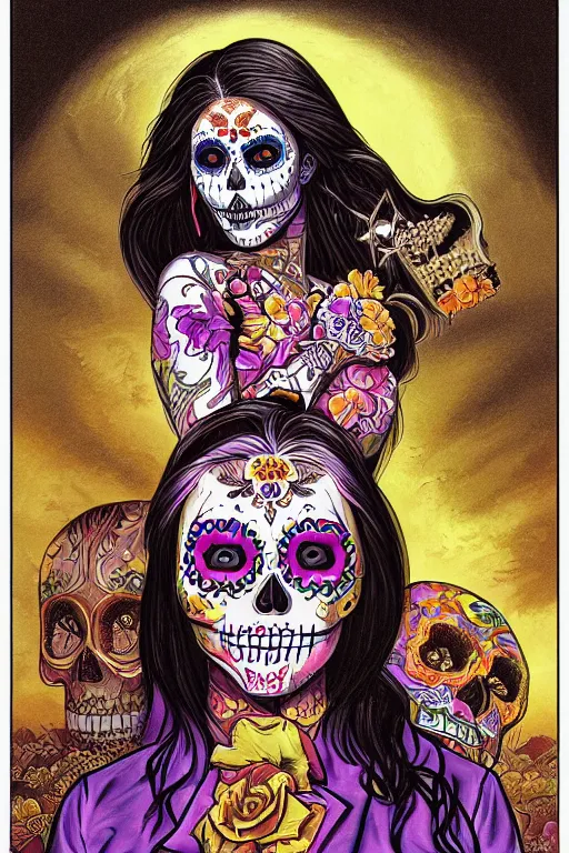 Image similar to Illustration of a sugar skull day of the dead girl, art by larry elmore