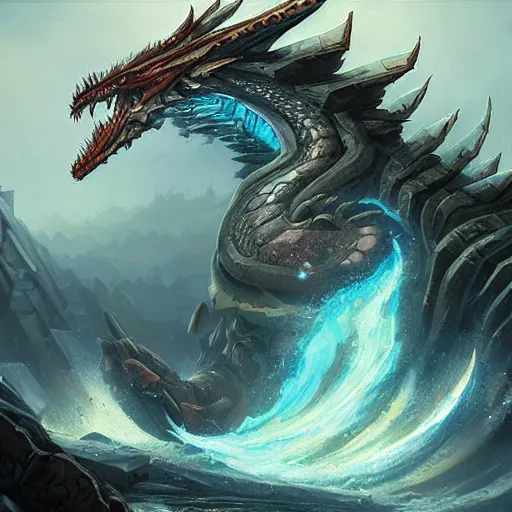 Image similar to The epic thunder serpent dragon, epic fantasy style, in the style of Greg Rutkowski, hearthstone artwork