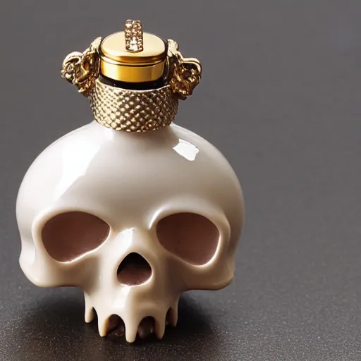 Image similar to boar shaped perfume bottle with a skull