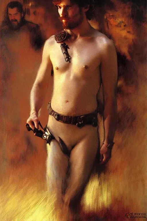 Prompt: attractive male, game of thrones, star wars, the lord of the rings, painting by, gaston bussiere, craig mullins, j. c. leyendecker, edgar degas