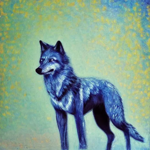 Image similar to retarded wolf, impressionism, vivid