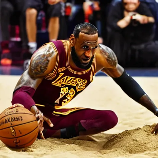 Image similar to lebron james eating sand