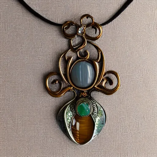 Image similar to beautiful old artnouveau lalique made necklace with gemstones