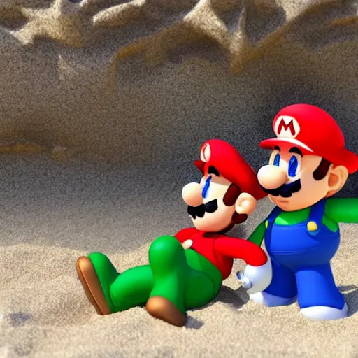 Image similar to Mario and Luigi are chilling on a beach